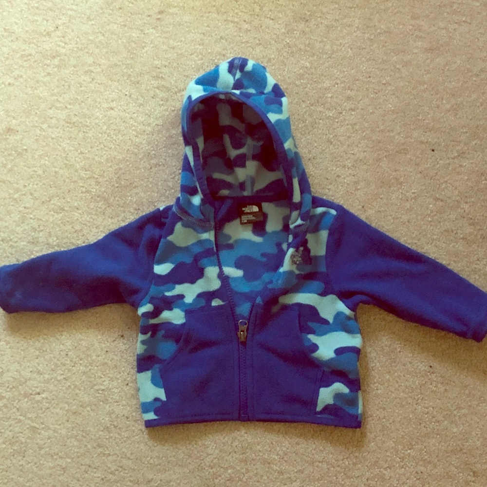 Boy’s (3-6M) Blue Camo North Face Fleece Jacket